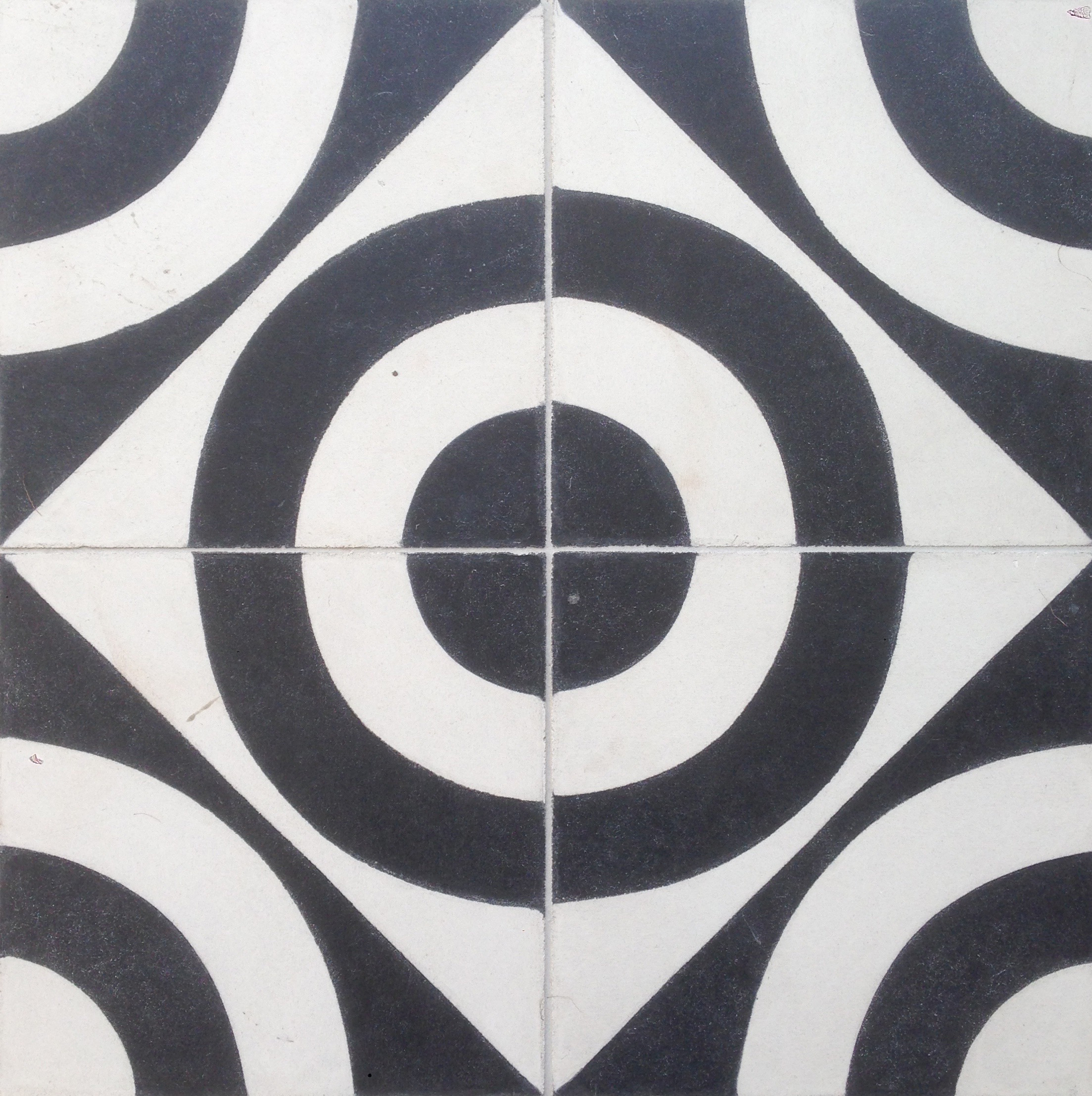 Concentric Black Encaustic Tile  20cm*20cm*1.5cm